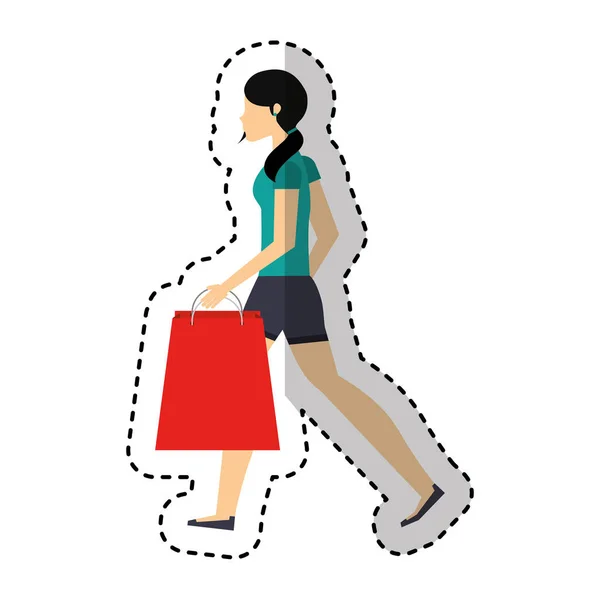Young woman with shopping bag — Stock Vector
