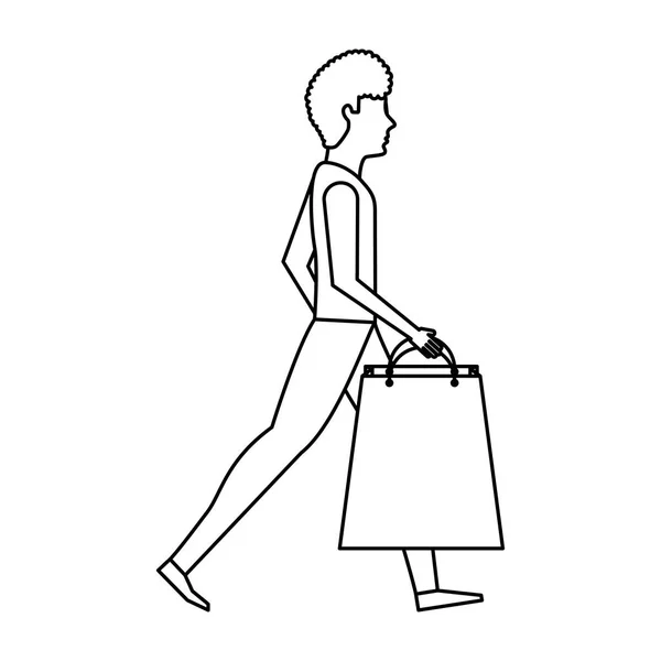 Ung man med shopping väska — Stock vektor