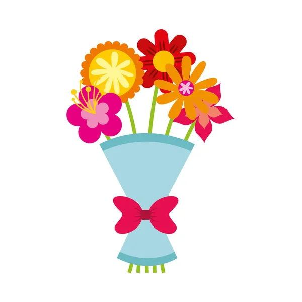 Lindo ramo de flores icono de la naturaleza — Vector de stock