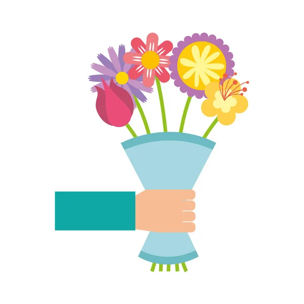 Roztomilý kytici květin příroda ikony — Stockový vektor