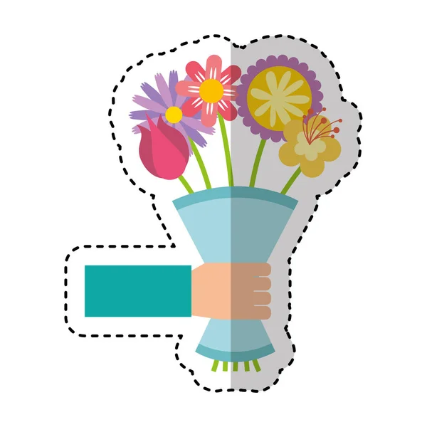 Cute bouquet of flowers nature icon — Stock Vector