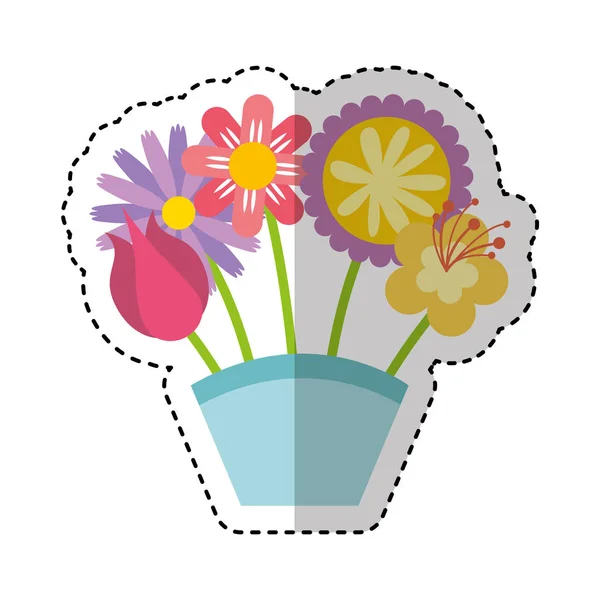 Cute bouquet of flowers nature icon — Stock Vector
