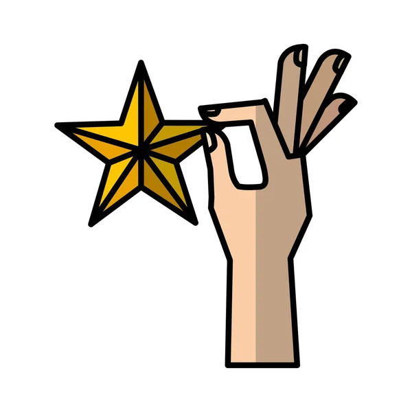Hand human with star — Stock Vector