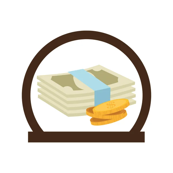 Facturas dinero aislado icono — Vector de stock