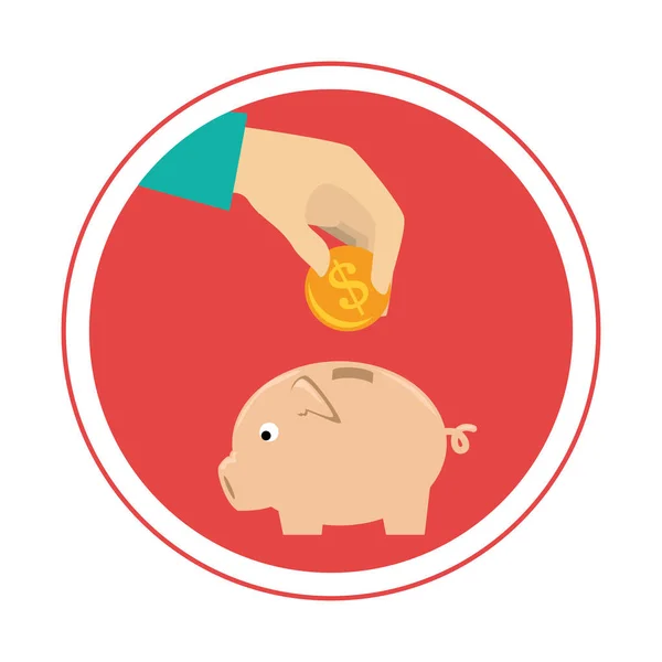 Malacka megtakarítás pénzt ikon — Stock Vector