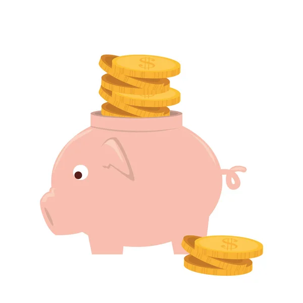 Piggy oszczędności pieniądze ikona — Wektor stockowy