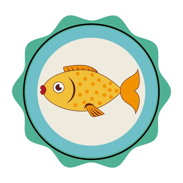 Ícone emblema peixe mar — Vetor de Stock