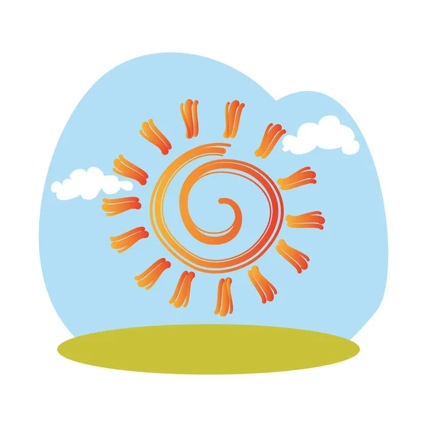 Emblème soleil d'été icône isolée — Image vectorielle