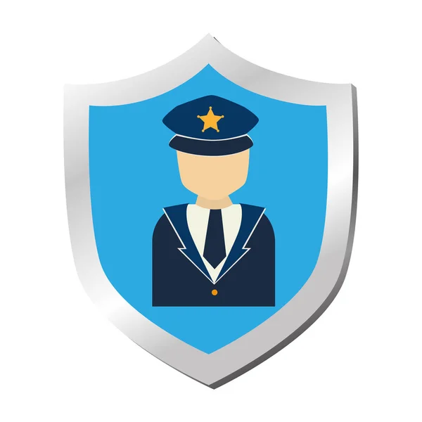 Bouclier avec symbole de sécurité icône isolée — Image vectorielle