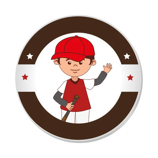 Baseball sport spelare karaktär emblem ikonen — Stock vektor