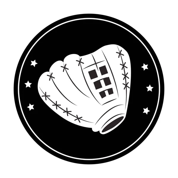 Icono del emblema del guante deportivo de béisbol — Vector de stock