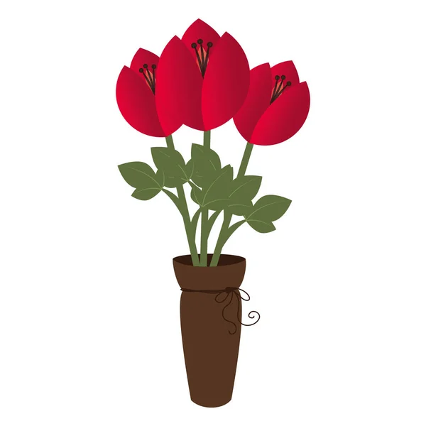 花卉盆栽装饰图标 — 图库矢量图片