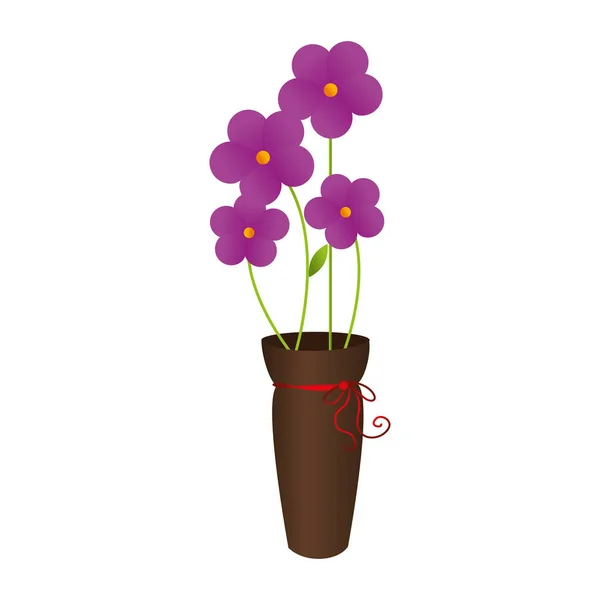 Çiçek pot dekoratif simgesi — Stok Vektör