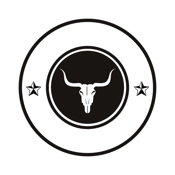 Byk czaszka dziki zachód ikona — Wektor stockowy