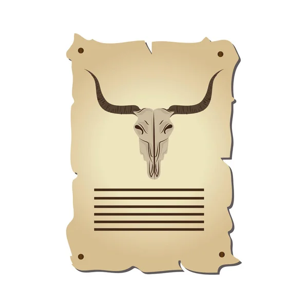 牛の頭蓋骨の野生の西アイコン — ストックベクタ