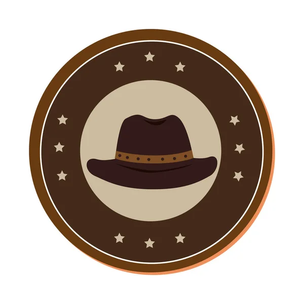 Chapeau de cow-boy sauvage icône ouest — Image vectorielle