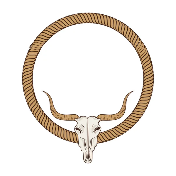 Stier schedel wilde westen pictogram — Stockvector