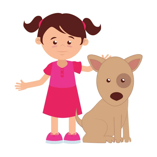可爱的小狗吉祥物图标的女孩 — 图库矢量图片