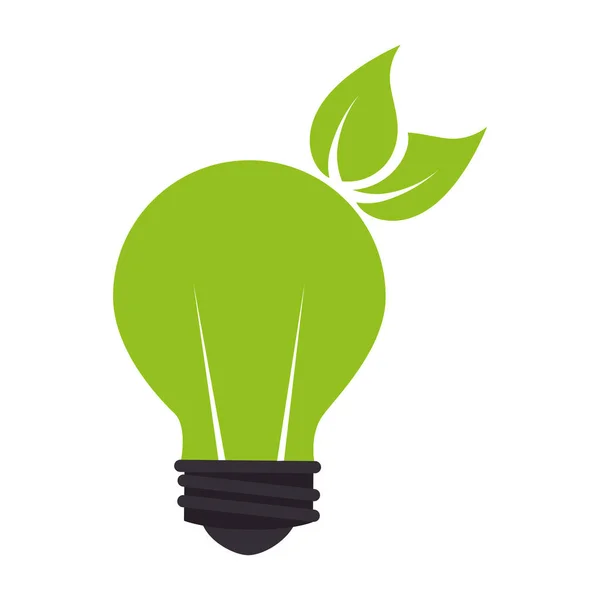 灯泡与叶子植物生态学符号 — 图库矢量图片