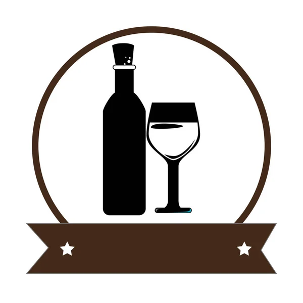 Wijn cup een fles geïsoleerde pictogram — Stockvector