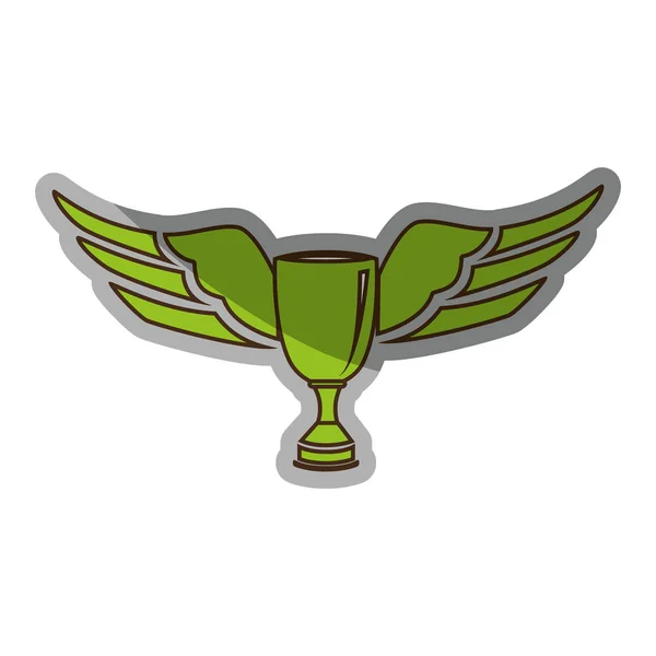 Trophy winner with wings isolated icon — Stock Vector