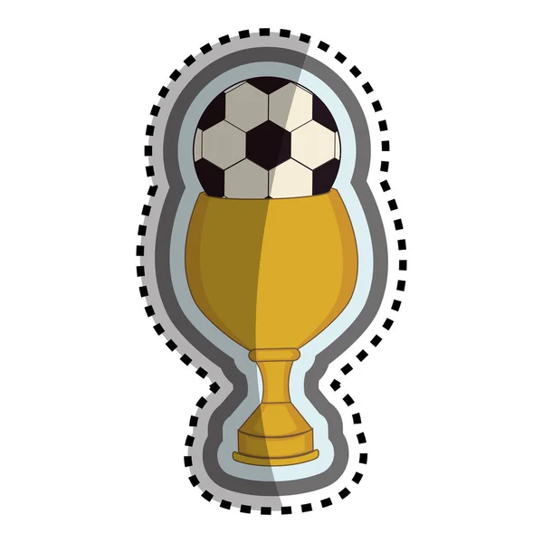 Trofeo ganador con globo de fútbol icono aislado — Vector de stock