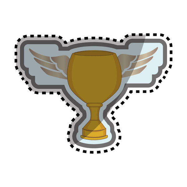 trophy winner with wings isolated icon