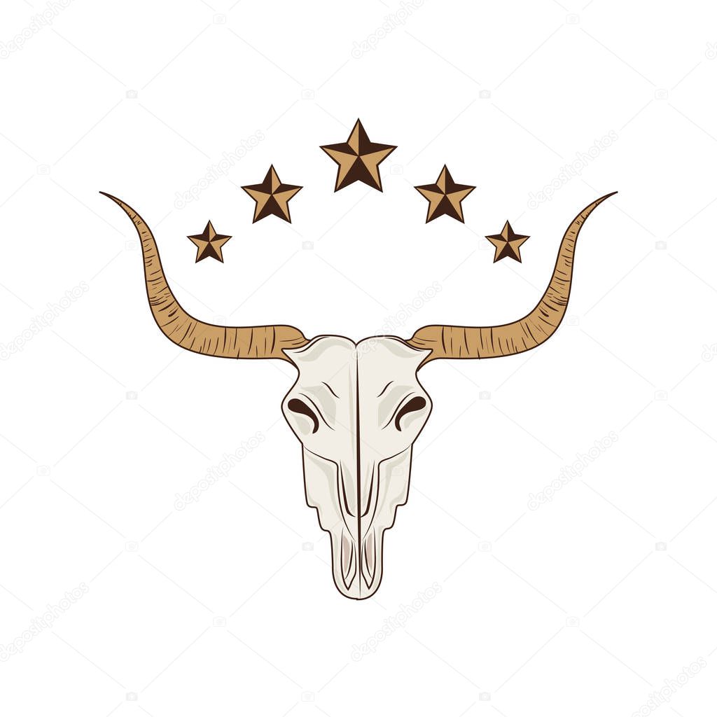 bull skull wild west icon