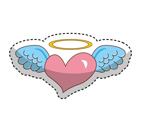 Coeur avec ailes d'ange icône isolée — Image vectorielle