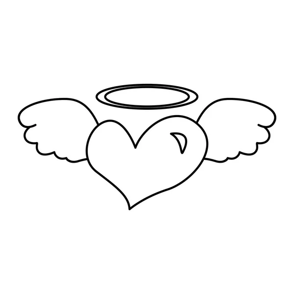 Coração com asas de anjo ícone isolado — Vetor de Stock