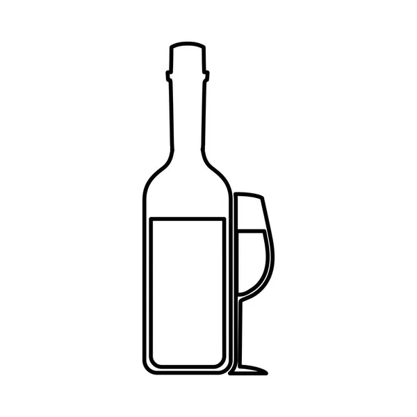 Botella y copa silueta silueta aislado icono — Vector de stock
