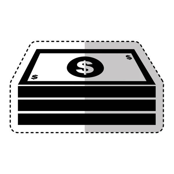 Maletín con icono de dinero aislado — Vector de stock