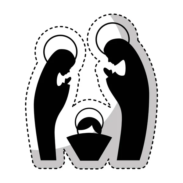 Figura familiar pesebre silueta icono — Archivo Imágenes Vectoriales