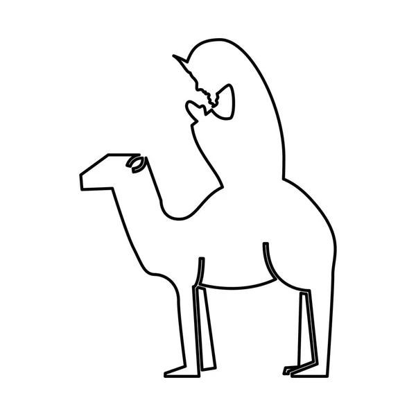 Krubban person i kamel figur siluett ikonen — Stock vektor