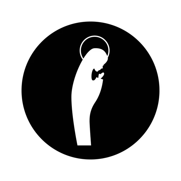 Krippe Mary Jungfrau Figur Silhouette Symbol — Stockvektor