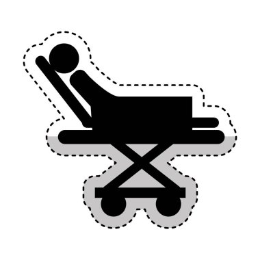 hasta izole simgesi olan tıbbi sedye