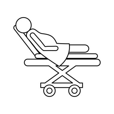 hasta izole simgesi olan tıbbi sedye