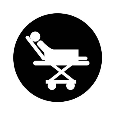 hasta izole simgesi olan tıbbi sedye