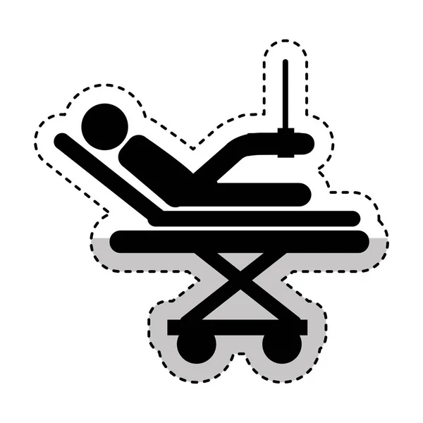 Medicinsk bår med patient isolerade ikon — Stock vektor