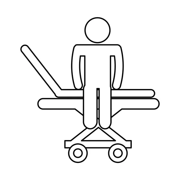 Peregang medis dengan ikon terisolasi pasien - Stok Vektor