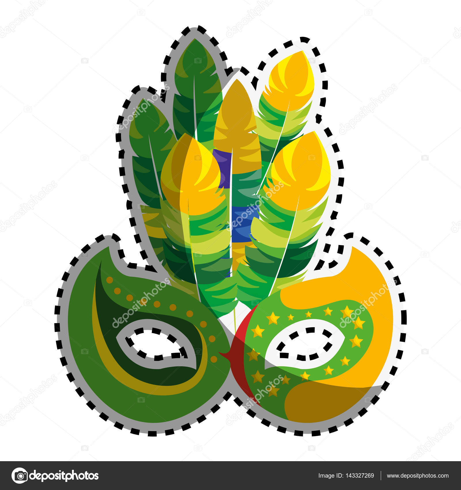 Adesivo colorato maschera carnevale celebrazione design icona — Vettoriali di yupiramos