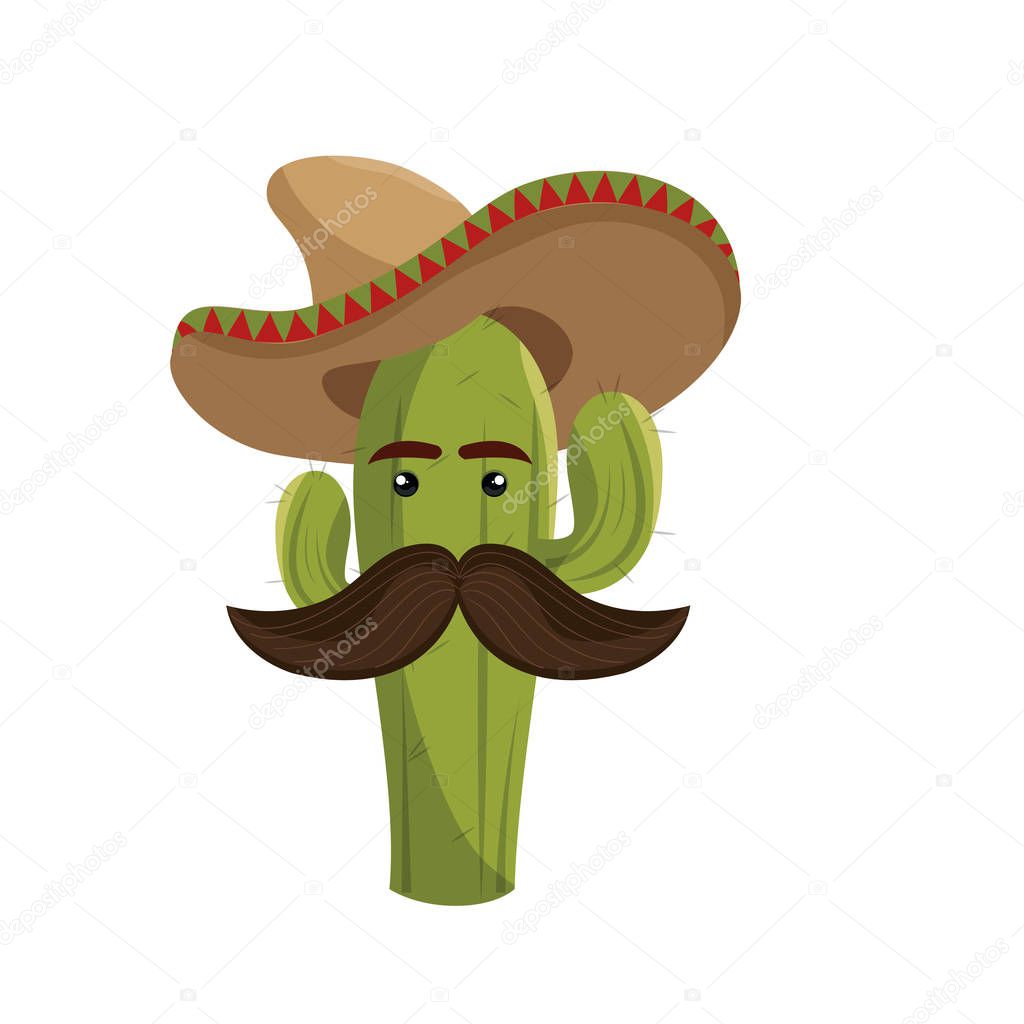 geanimeerde schets cactus met Mexicaanse hoed en snor ...