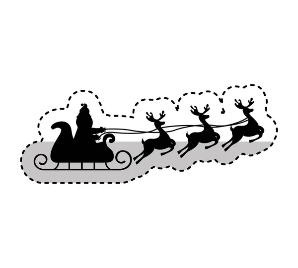 Santa claus vagn med renar flyger isolerade ikonen — Stock vektor