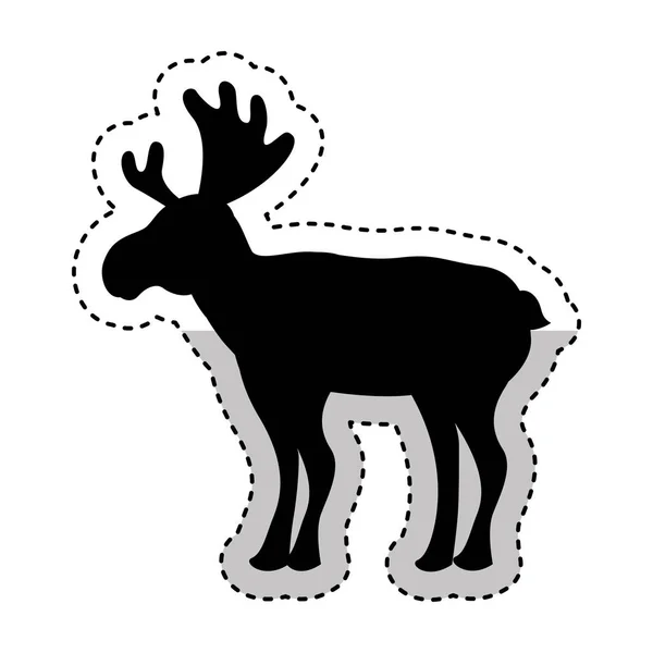 Rendier Kerstmis silhouet geïsoleerde pictogram — Stockvector