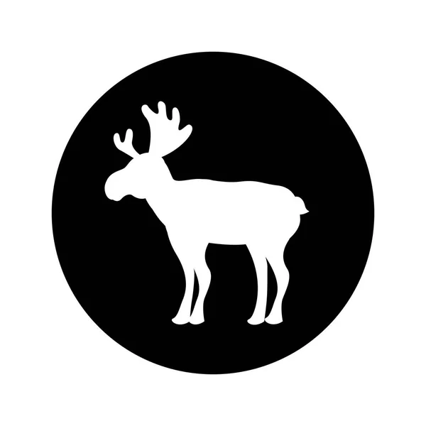 Rendier Kerstmis silhouet geïsoleerde pictogram — Stockvector