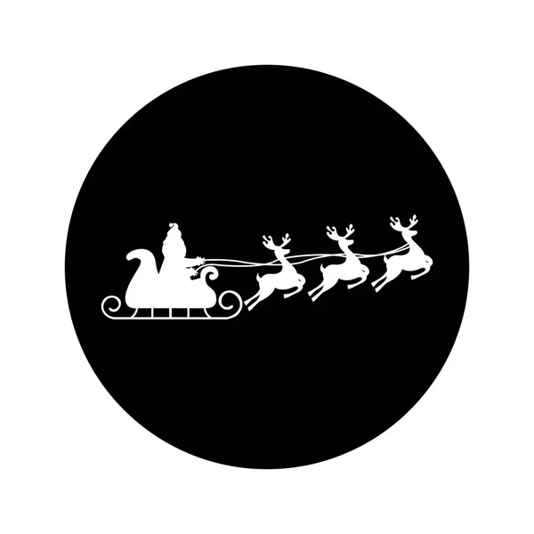 Santa claus vagn med renar flyger isolerade ikonen — Stock vektor