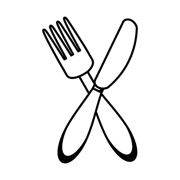 Μαχαίρι και πιρούνι κουζίνα μαχαιροπήρουνα απομονωμένες εικονίδιο — Διανυσματικό Αρχείο