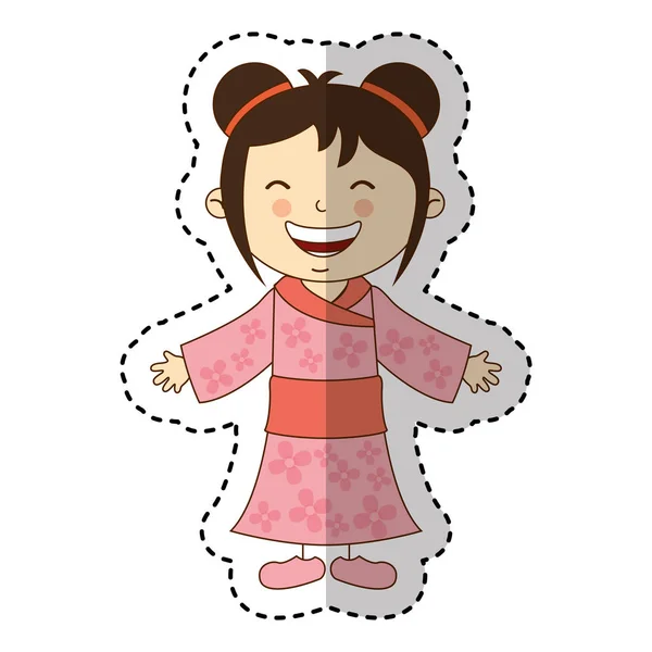 日本小女孩图标 — 图库矢量图片