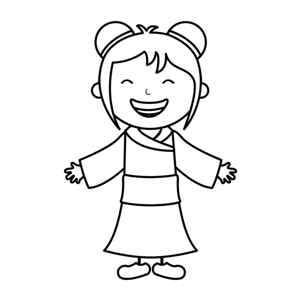 Japán little girl-ikon — Stock Vector