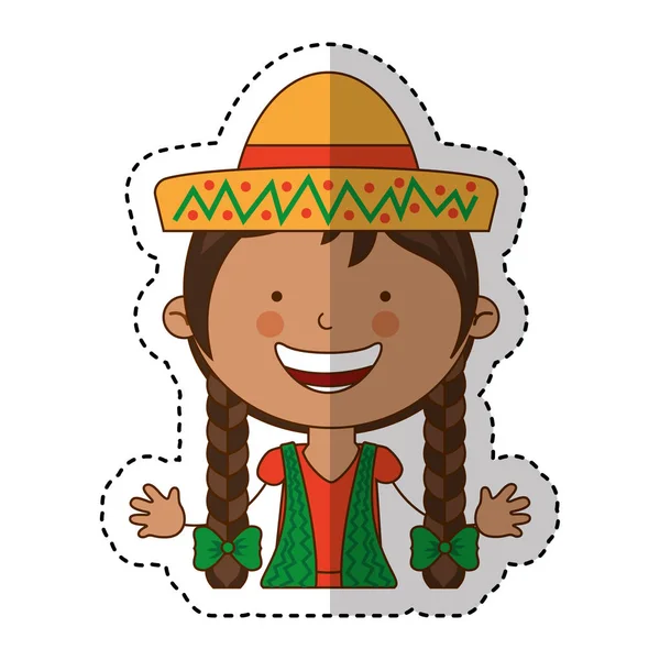 Mexikói kis lány karakter — Stock Vector